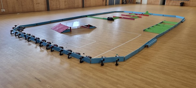 Professional arena setup at indoor venue